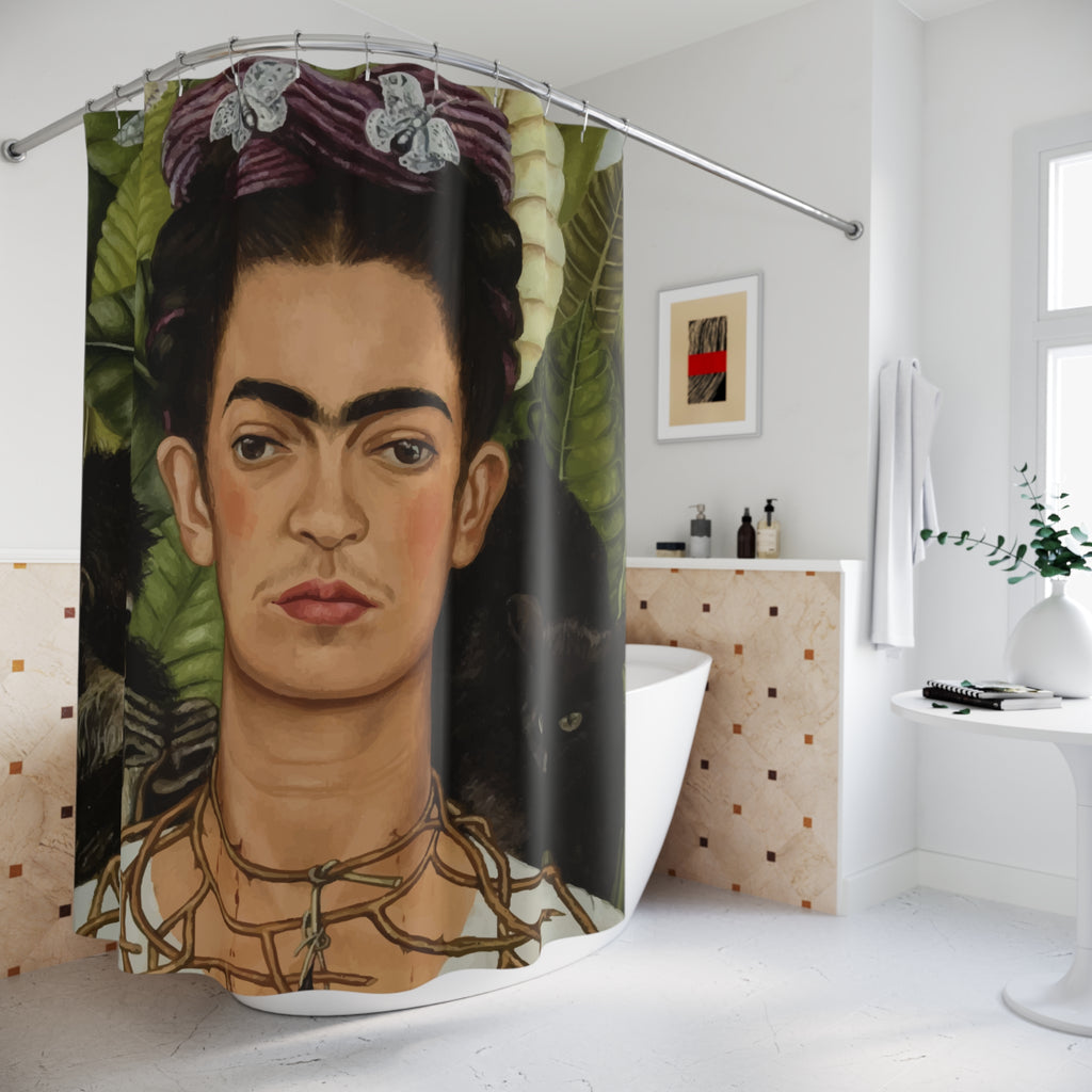 Iconic Self-Portrait Fine Art Shower Curtain Gift: Maximalist Statement Piece