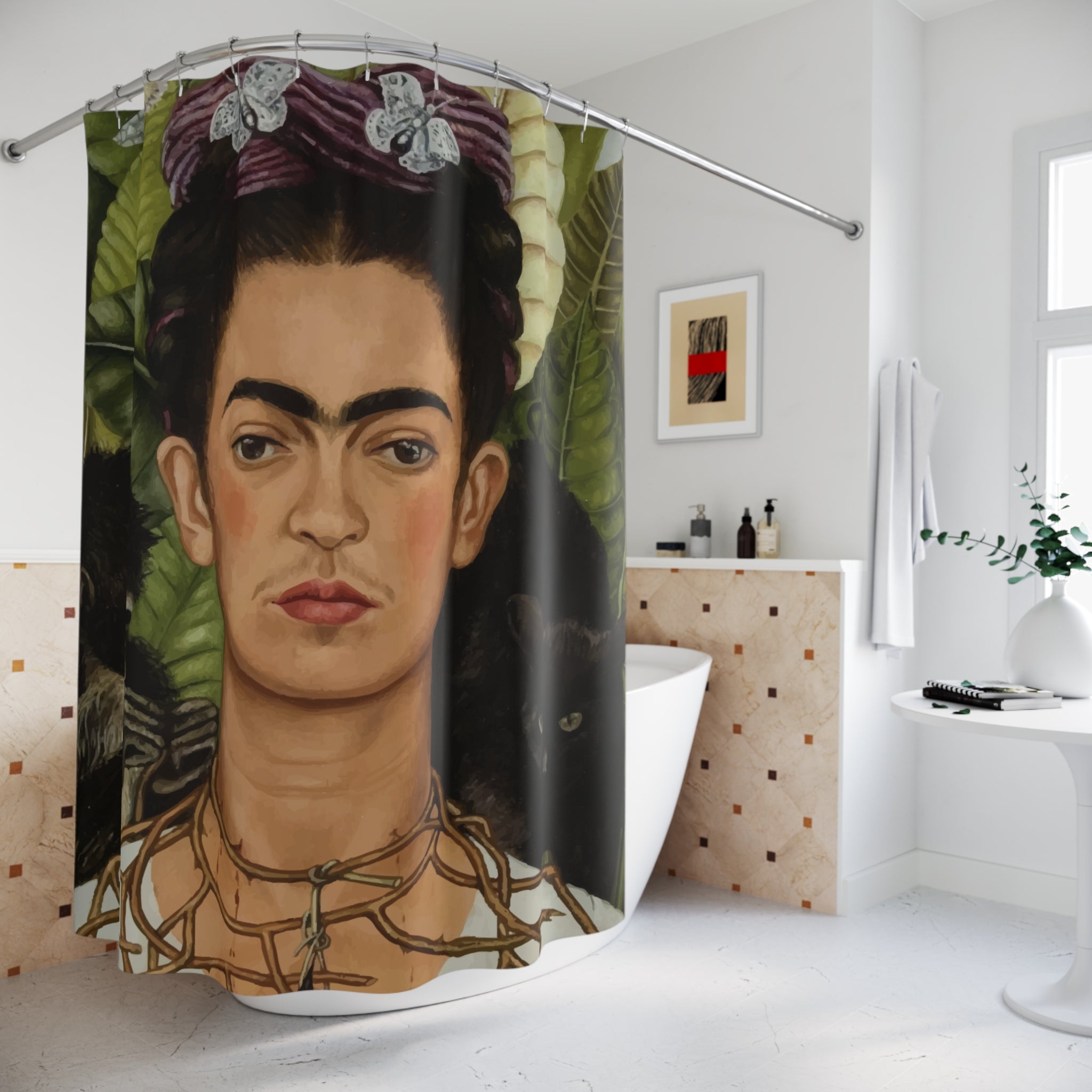 Iconic Self-Portrait Fine Art Shower Curtain Gift: Maximalist Statement Piece