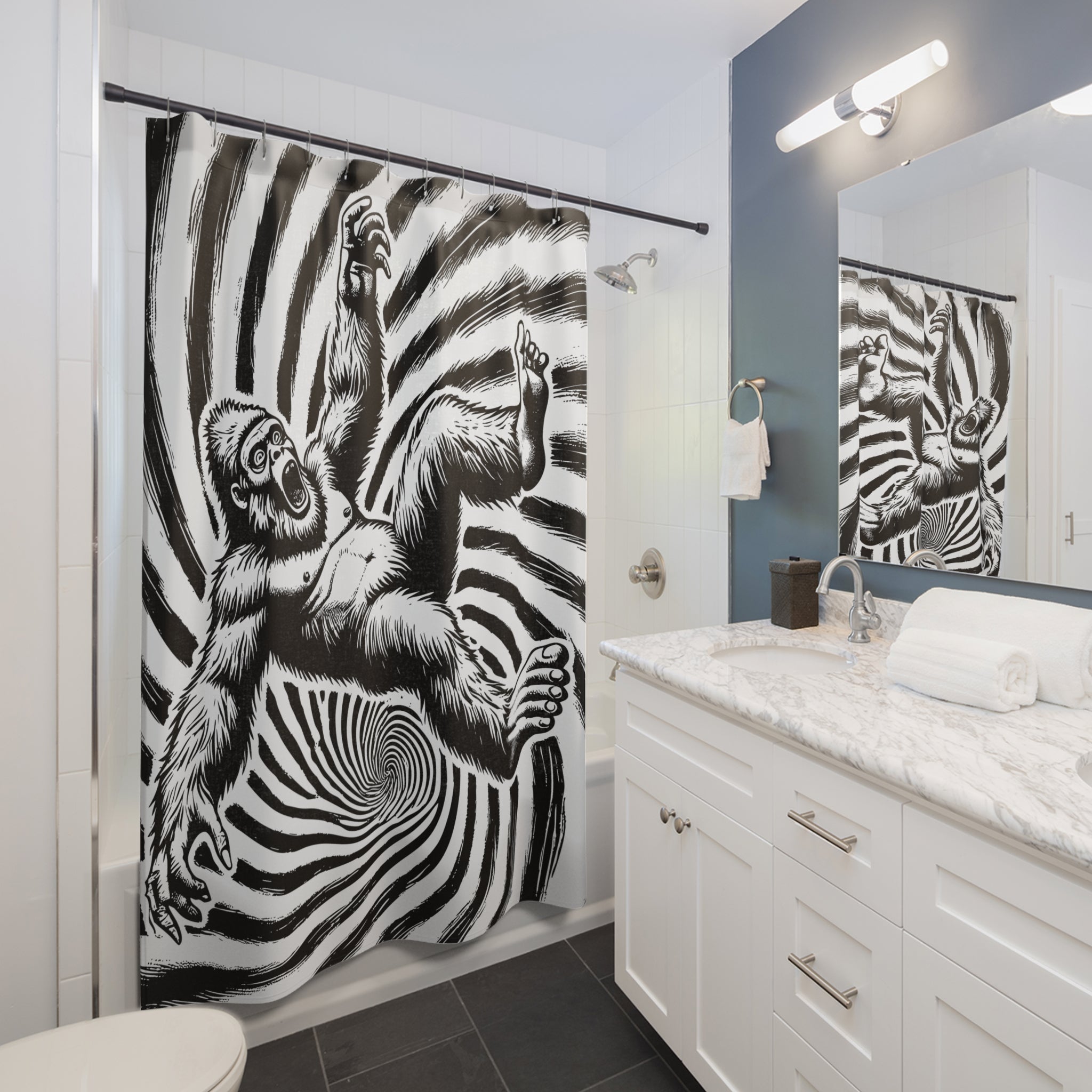 Sasquatch Time Warp Shower Curtain Gift: Cryptid Vortex for Mythical Homes