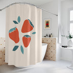 Minimalist Strawberry Art Shower Curtain Gift: Organic Freshness for Aesthetic Homes