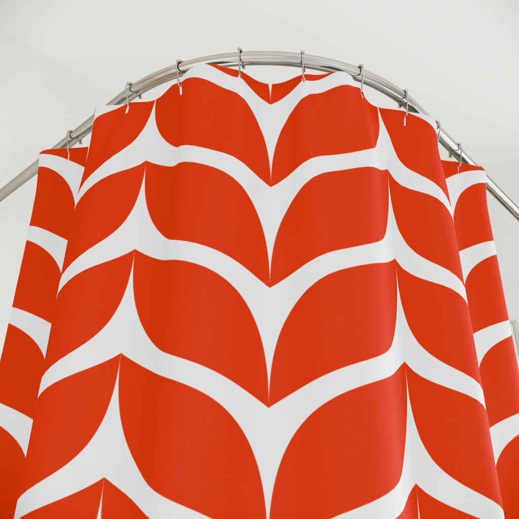 Serene Red Whale Tail Silhouette Shower Curtain Gift: Ocean Calm for Minimalist Space