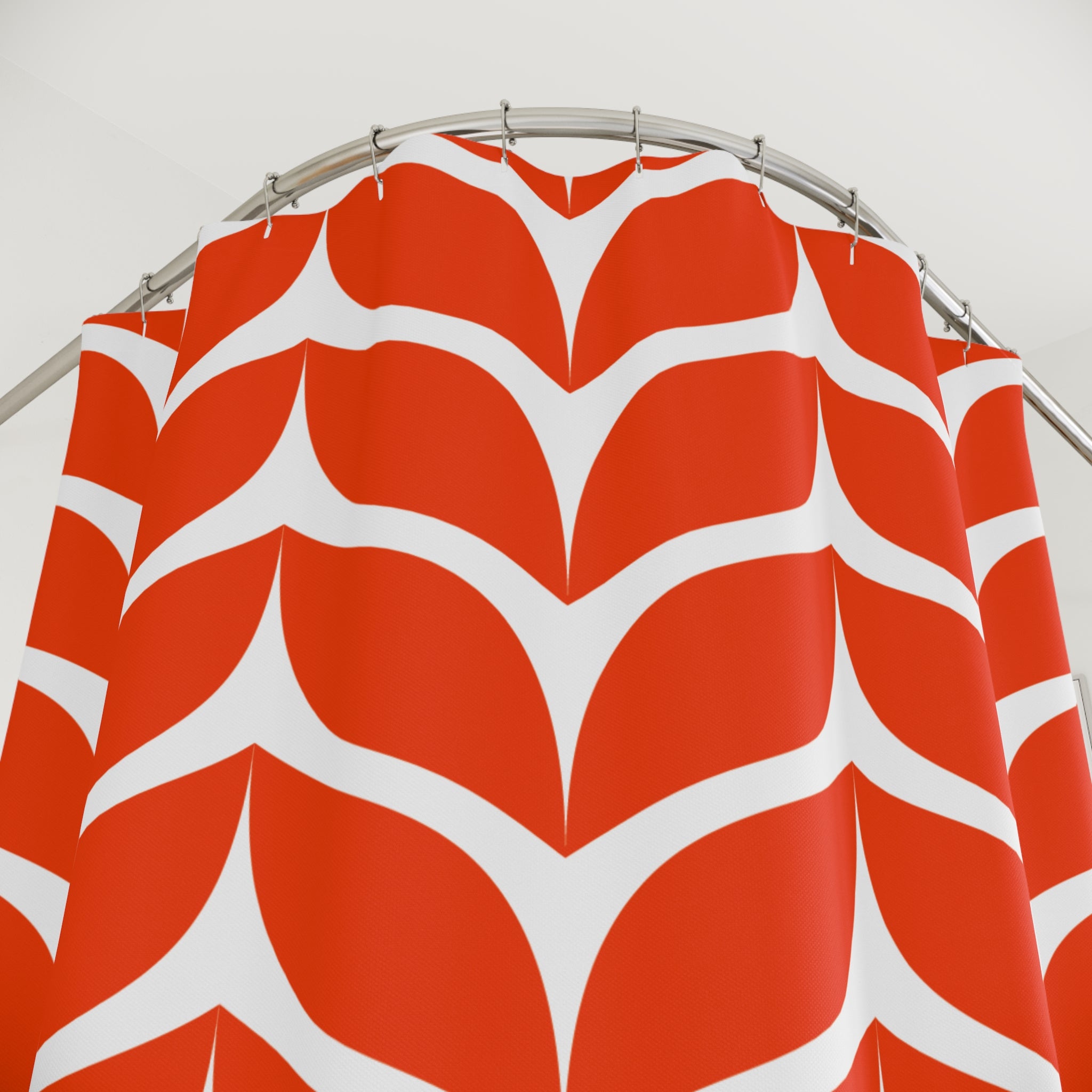 Serene Red Whale Tail Silhouette Shower Curtain Gift: Ocean Calm for Minimalist Space