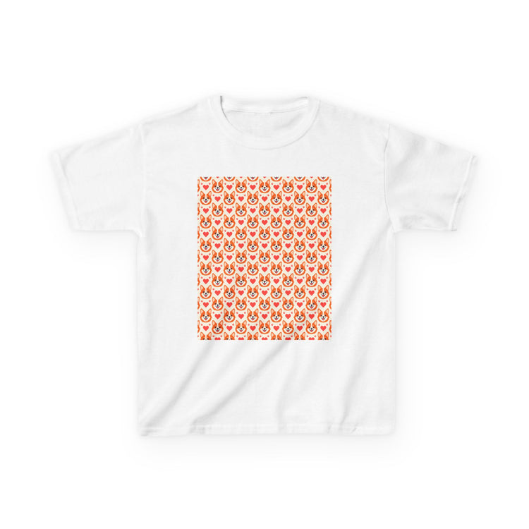 Corgi Hearts Kids Heavy Cotton™ kids tee in white – original NewGiftDay design