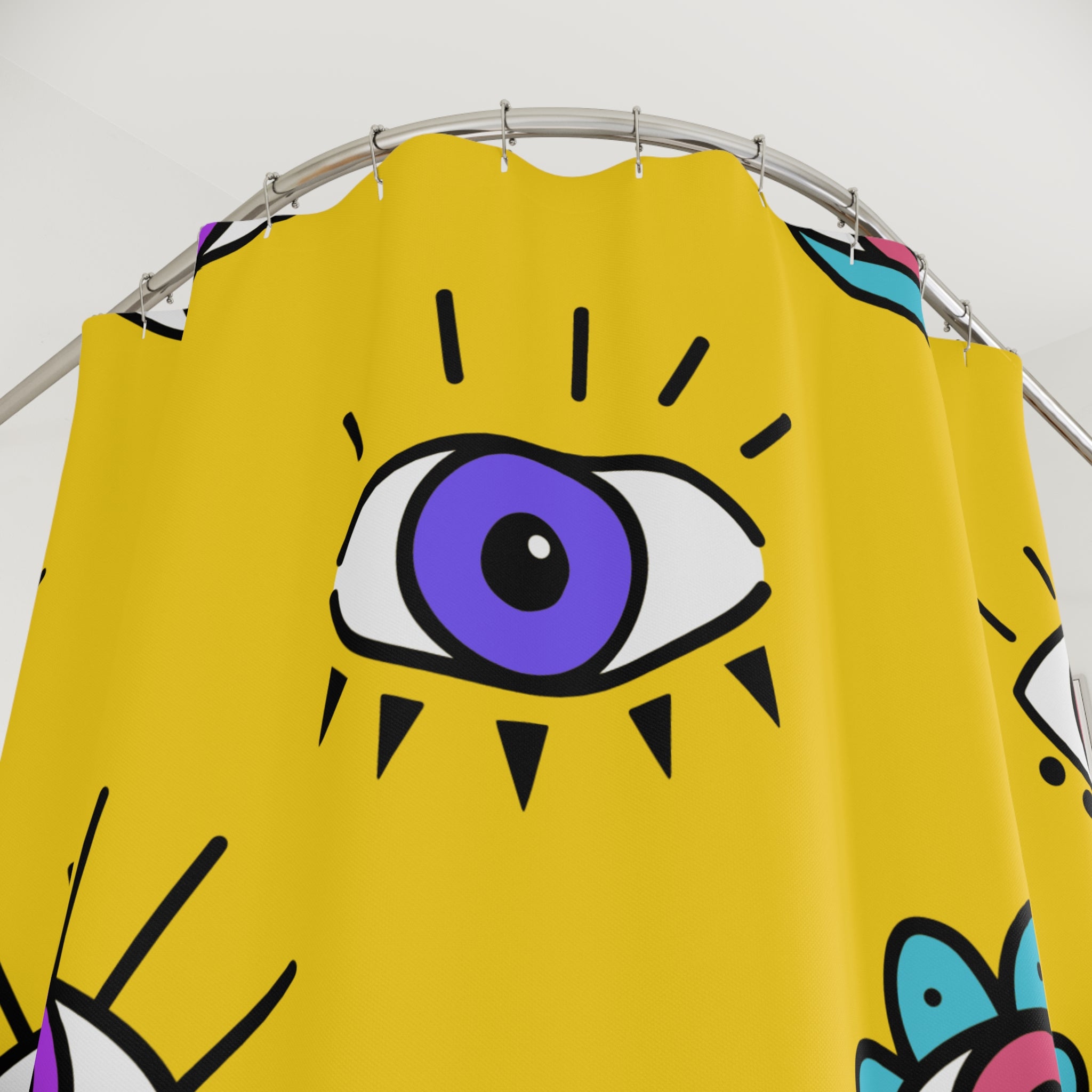 Mystical Evil Eye Pattern Shower Curtain Gift: Bohemian Charm for Protected Spaces