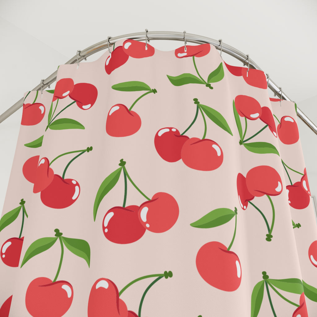Pop Art Geometric Cherries Quilt Shower Curtain Gift: Vibrant Mid-Century for Stylish Homes