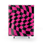 Psychedelic Hot Pink Checkerboard Shower Curtain Gift: Retro-Modern for Vibrant Homes