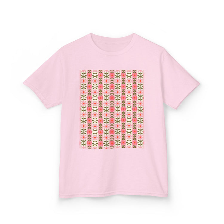 Retro Daisy Blooms Kids Heavy Cotton™ kids tee in light-pink – original NewGiftDay design