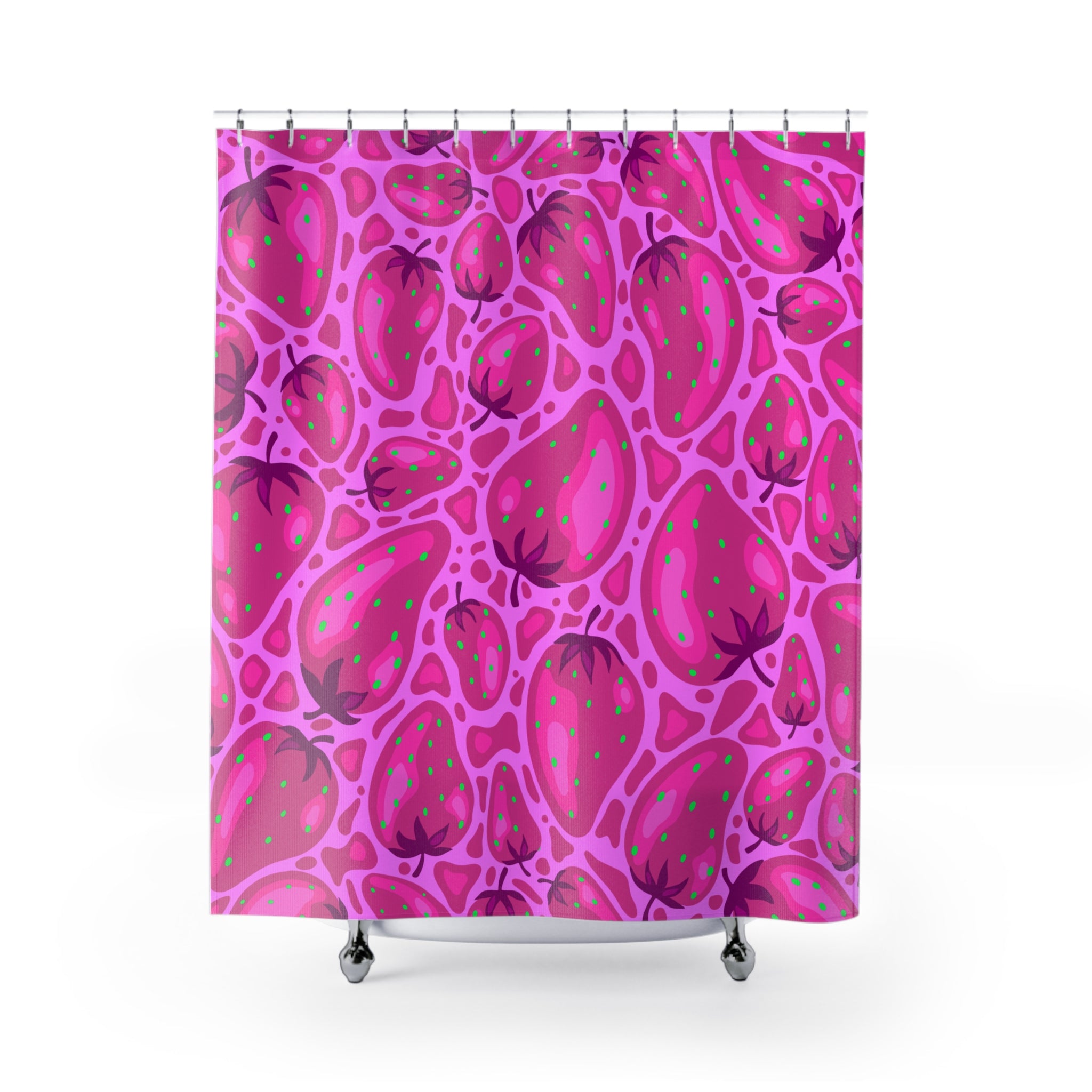 Pink on Pink Strawberry Pop Art Shower Curtain Gift: Whimsical Fruit for Vibrant Homes