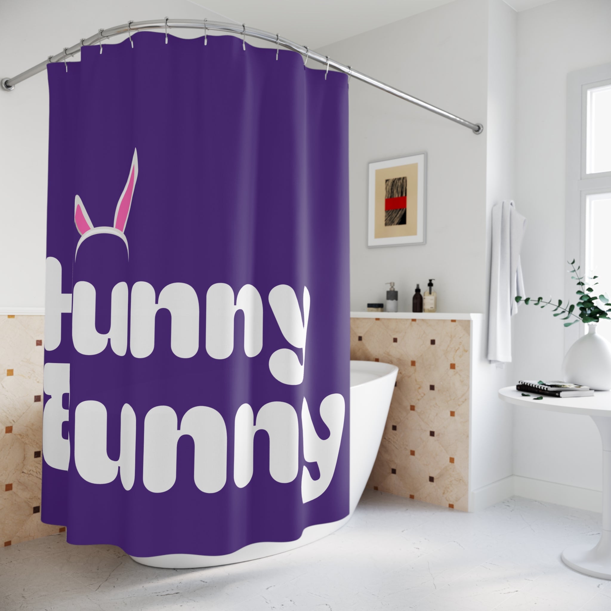"Hunny Bunny" Slogan Shower Curtain Gift: Cute Affection for Sweethearts