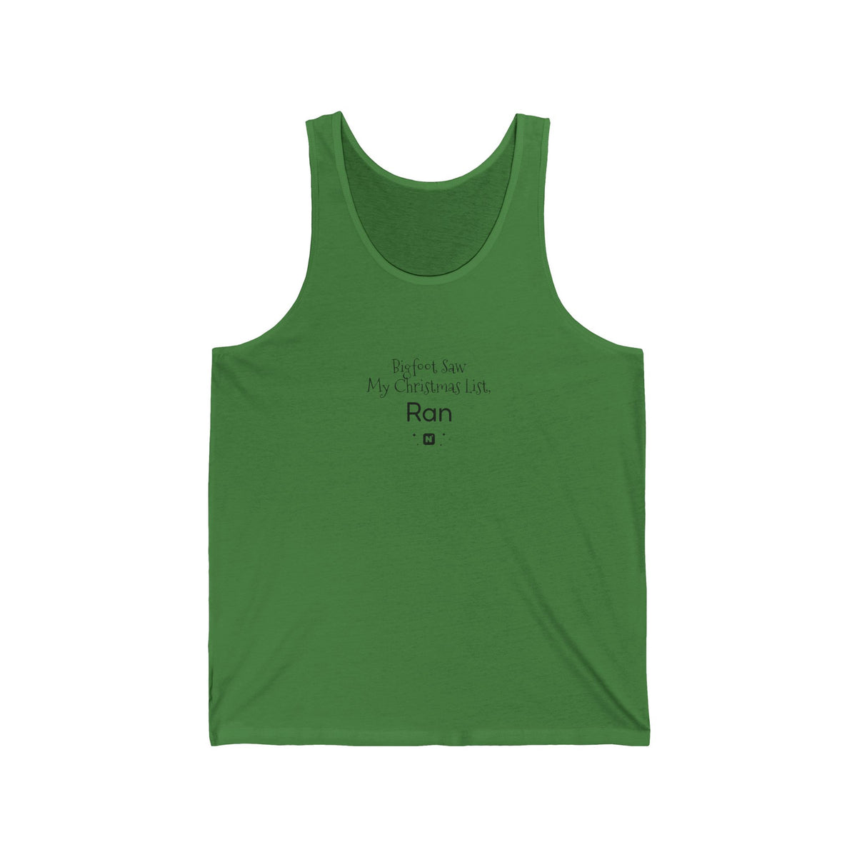 Bigfoot Christmas List Unisex Jersey Tank tank top – original NewGiftDay design, view 4