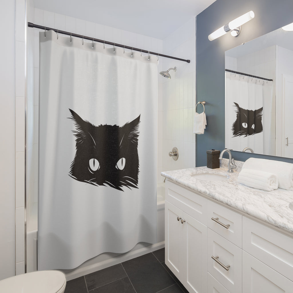 Peekaboo Black Cat Shower Curtain Gift: Minimalist Mystique for Cat Lovers