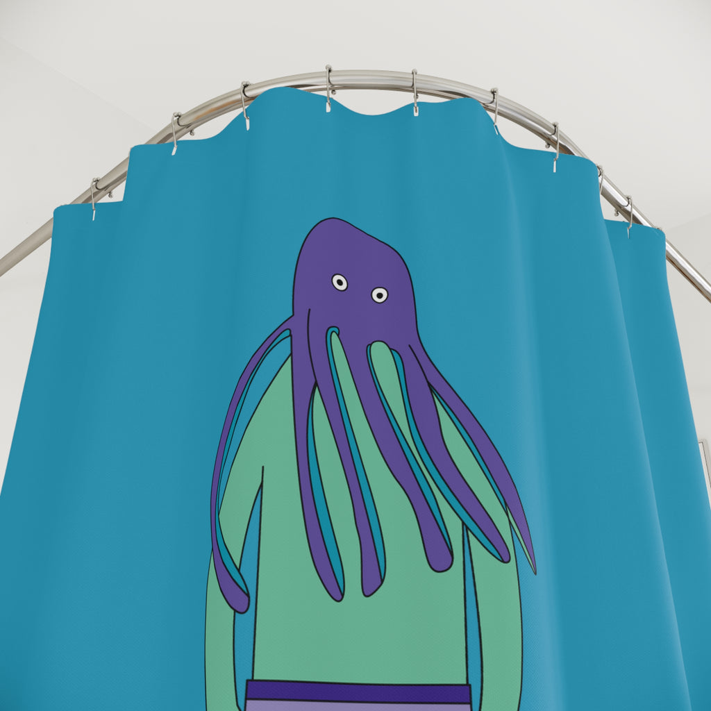 Quirky Octopus-Headed Swimmer Shower Curtain Gift: Whimsical Art for Playful Homes