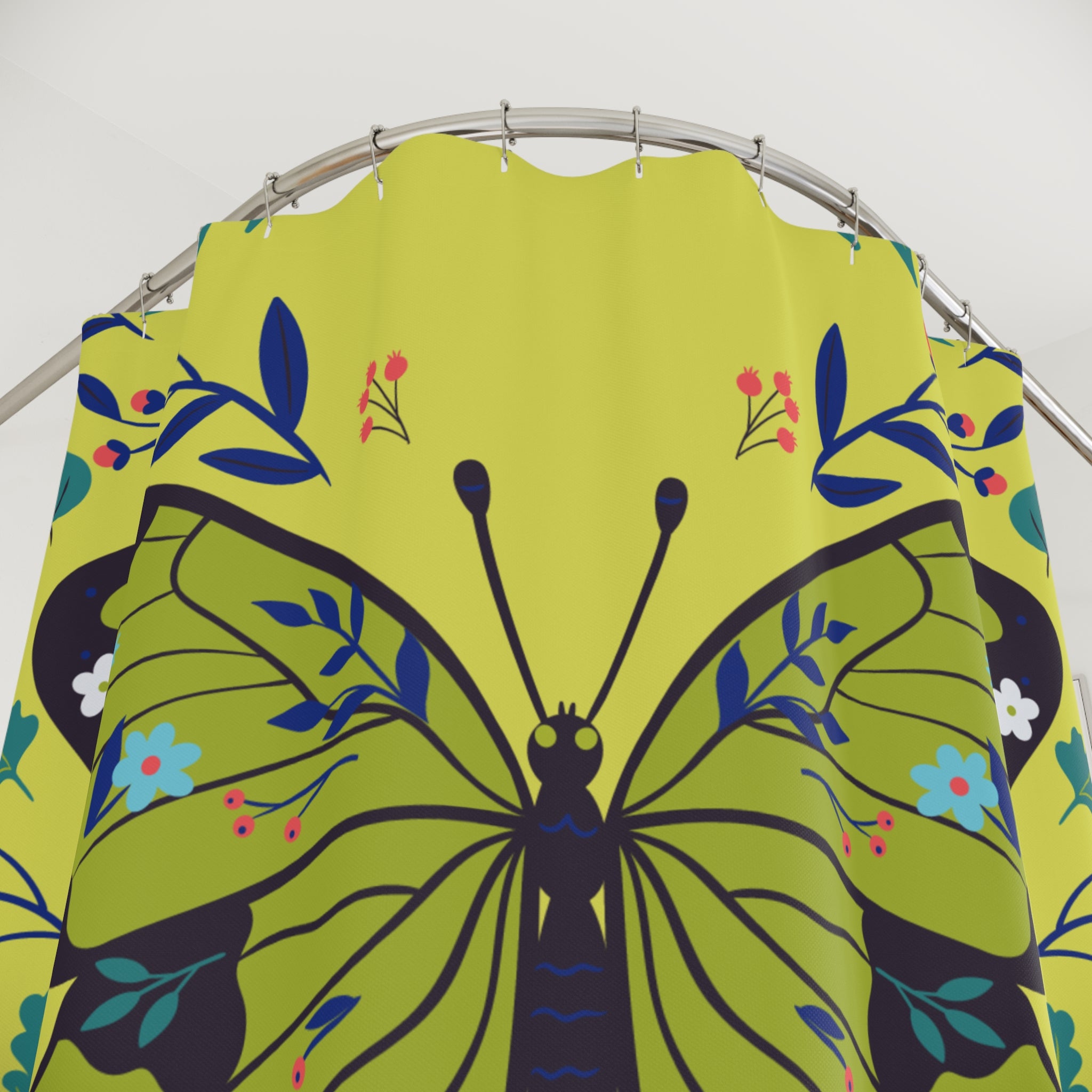Monarch Butterfly Folk Art Shower Curtain Gift: Sunny Vitality for Nature Lovers