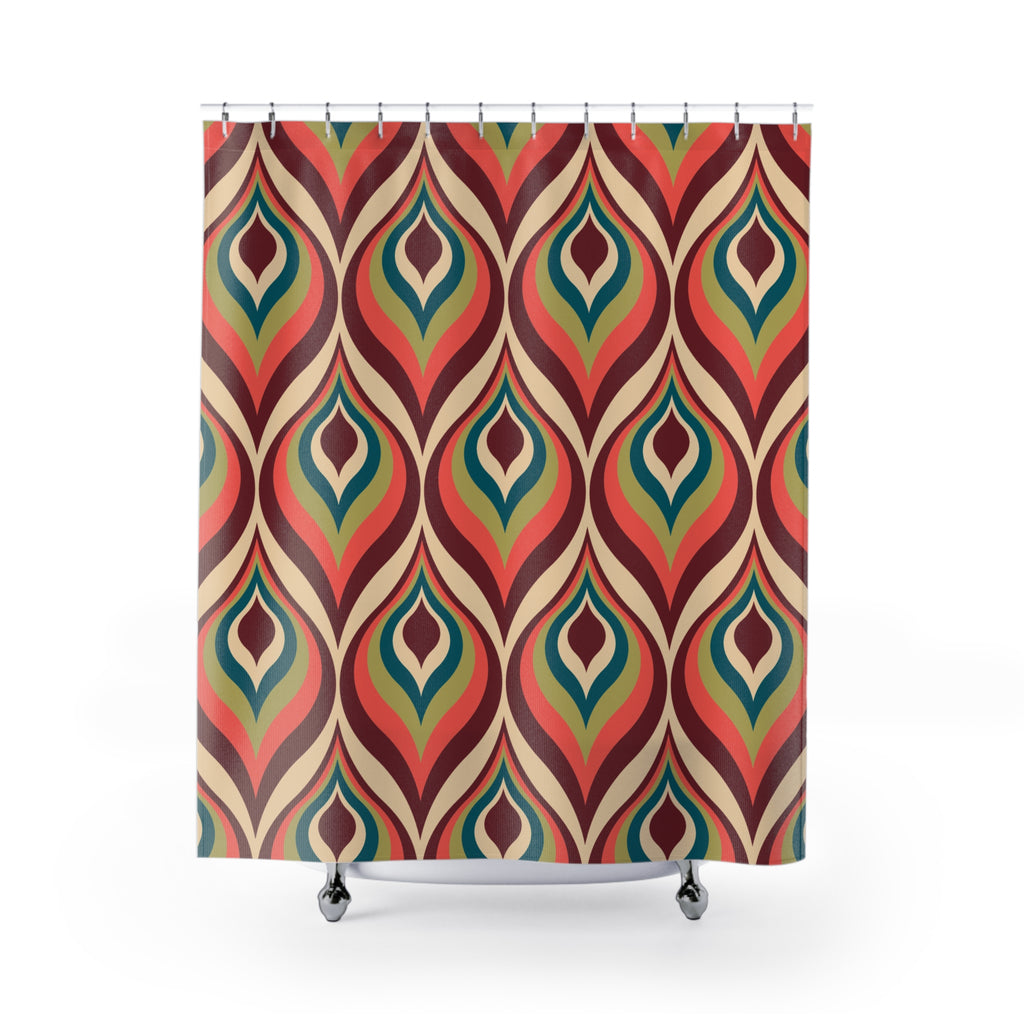 Mid-Century Ogee Pattern Shower Curtain Gift: Retro Elegance for Vintage Homes