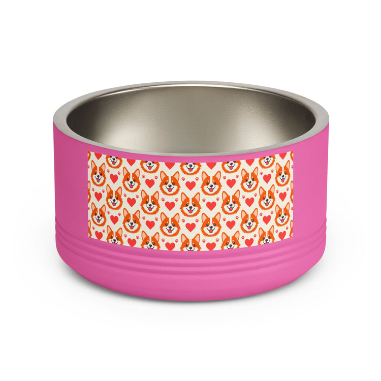 Corgi Hearts 18oz pet bowl in pink – original NewGiftDay design