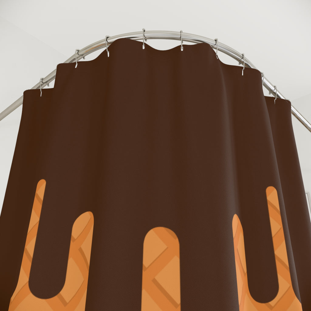Chocolate Drip Waffle Cone Shower Curtain Gift: Decadent Novelty for Foodie Homes