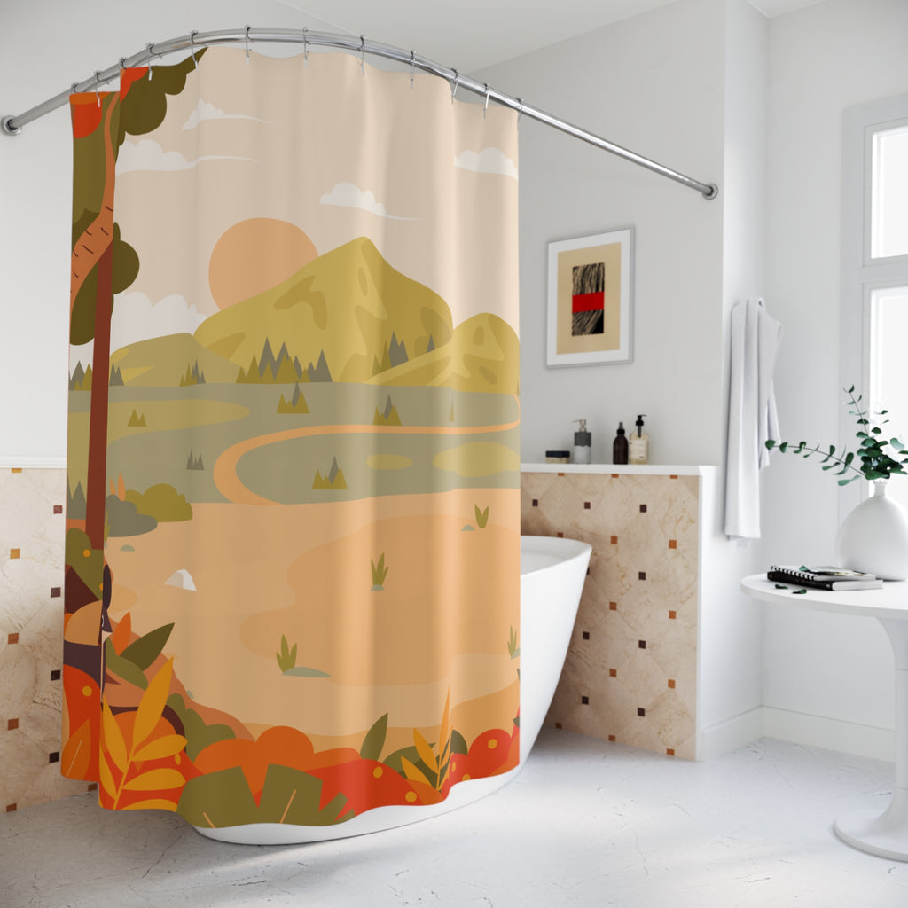 Whimsical Autumn Fox & Woodpecker Shower Curtain Gift: Charming Fall for Nature Lovers