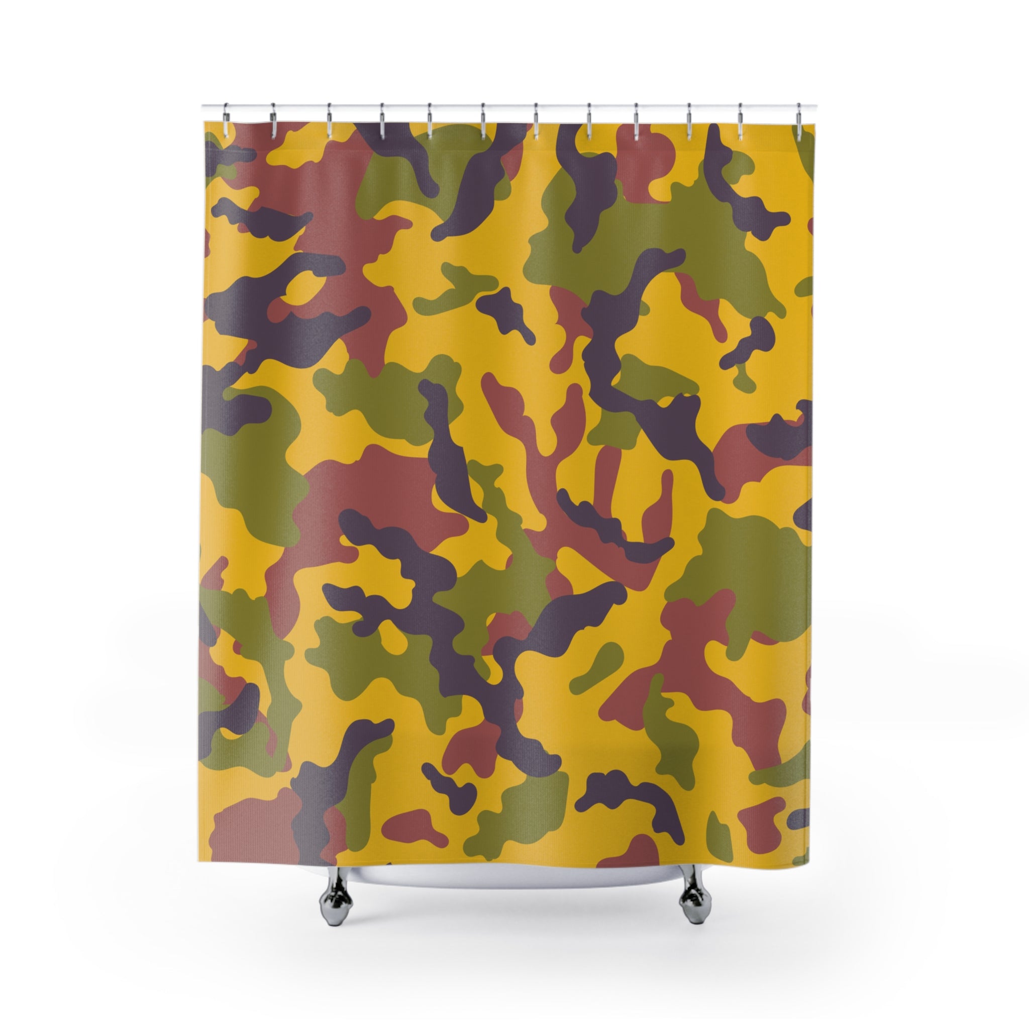 Rustic Earth-Tone Camo Shower Curtain: Gift for Warm, Modern Spaces