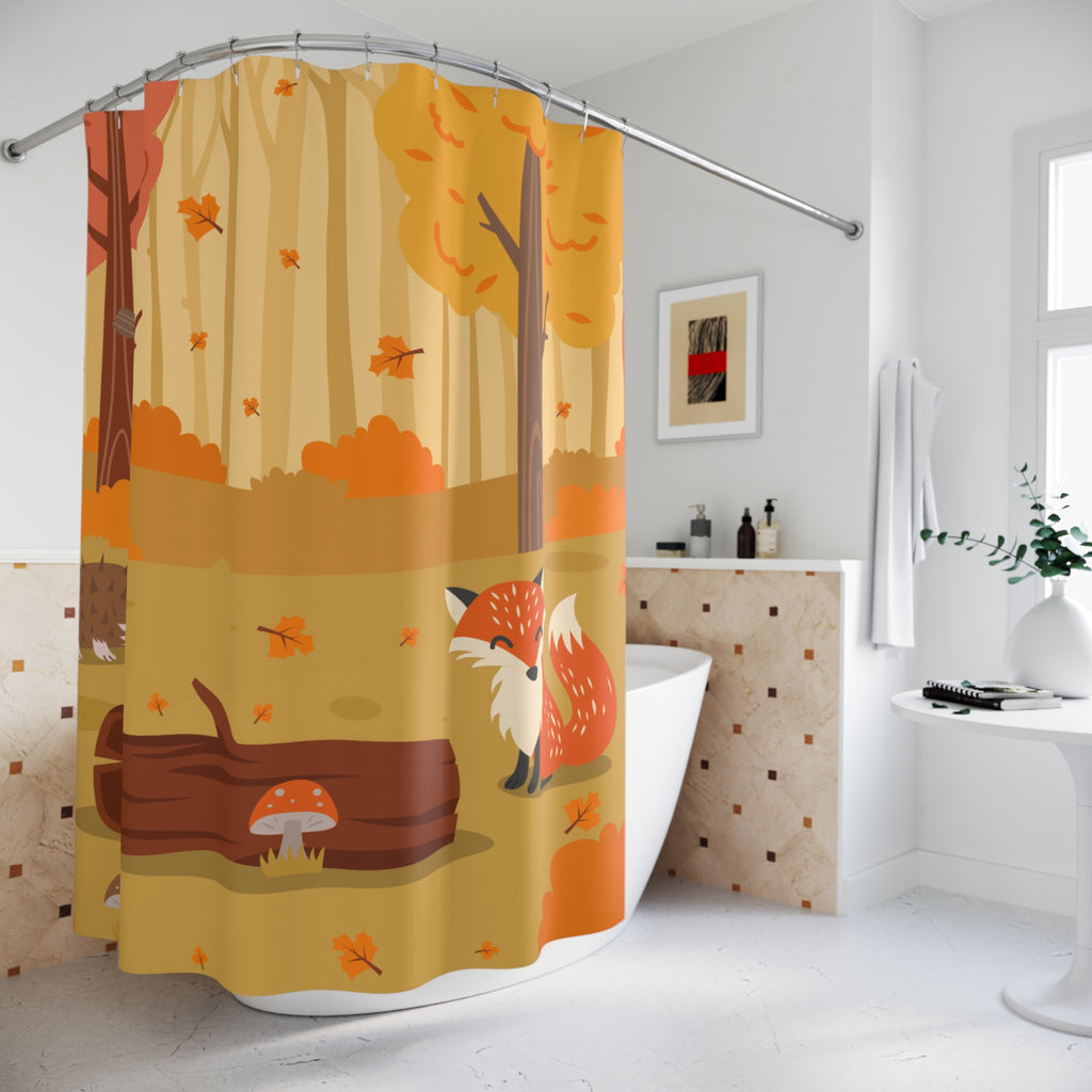 Whimsical Autumn Woodland Friends Shower Curtain Gift: Charming Fall for Animal Lovers