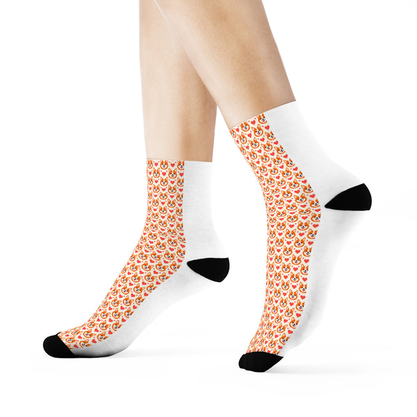 Corgi Hearts Crew Socks design