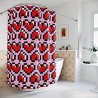 Pixel Heart Gaming Shower Curtain Gift: Retro Love for Gamer Homes