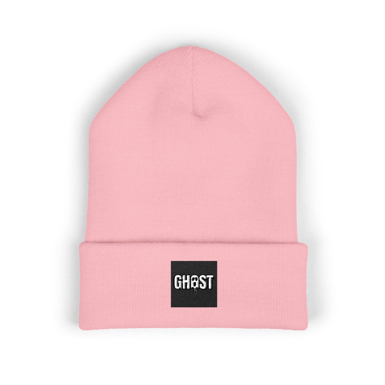 Dripping Ghost Face beanie in baby-pink – original NewGiftDay design