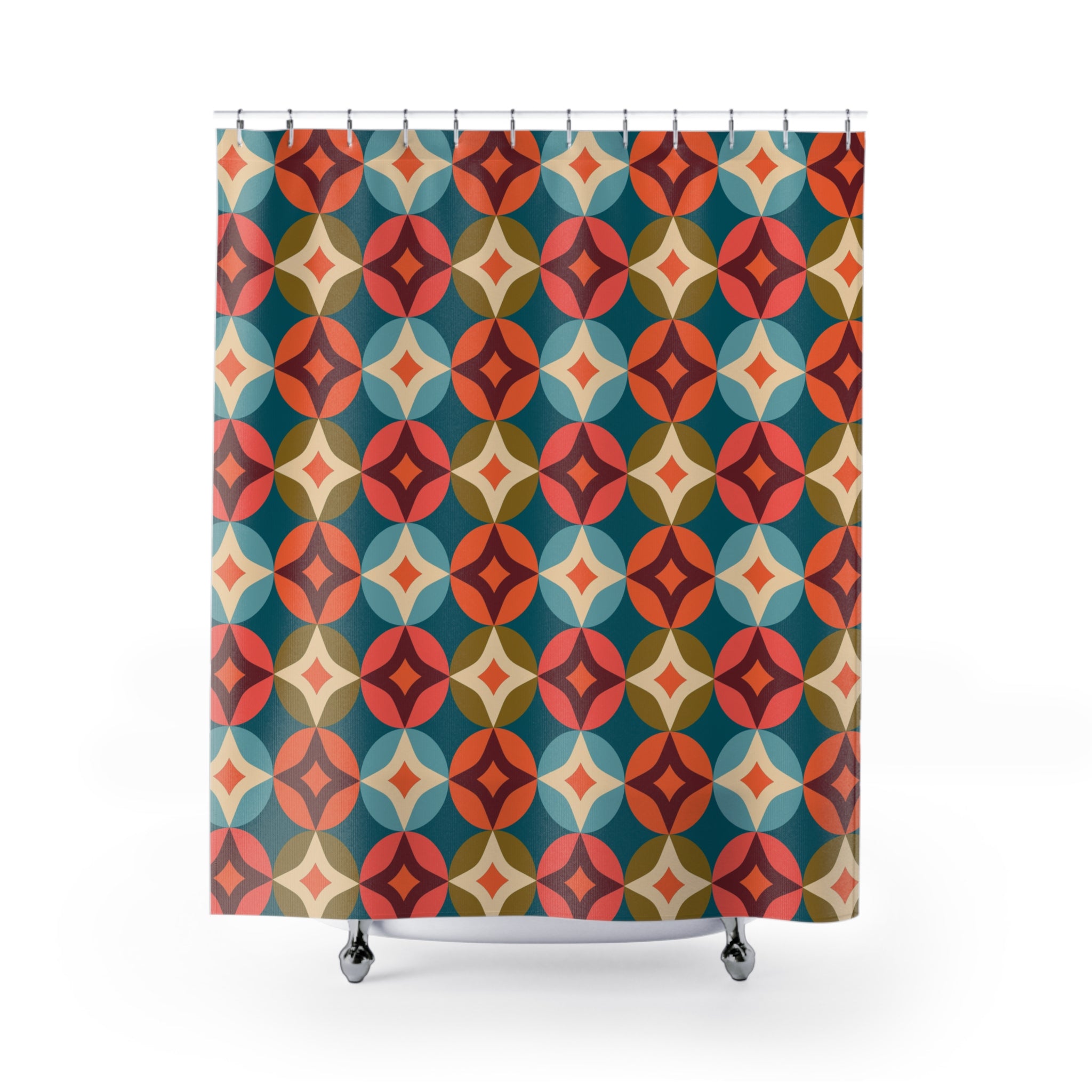 Mid-Century Starburst Geo Shower Curtain Gift: Retro Pop for Vintage Homes