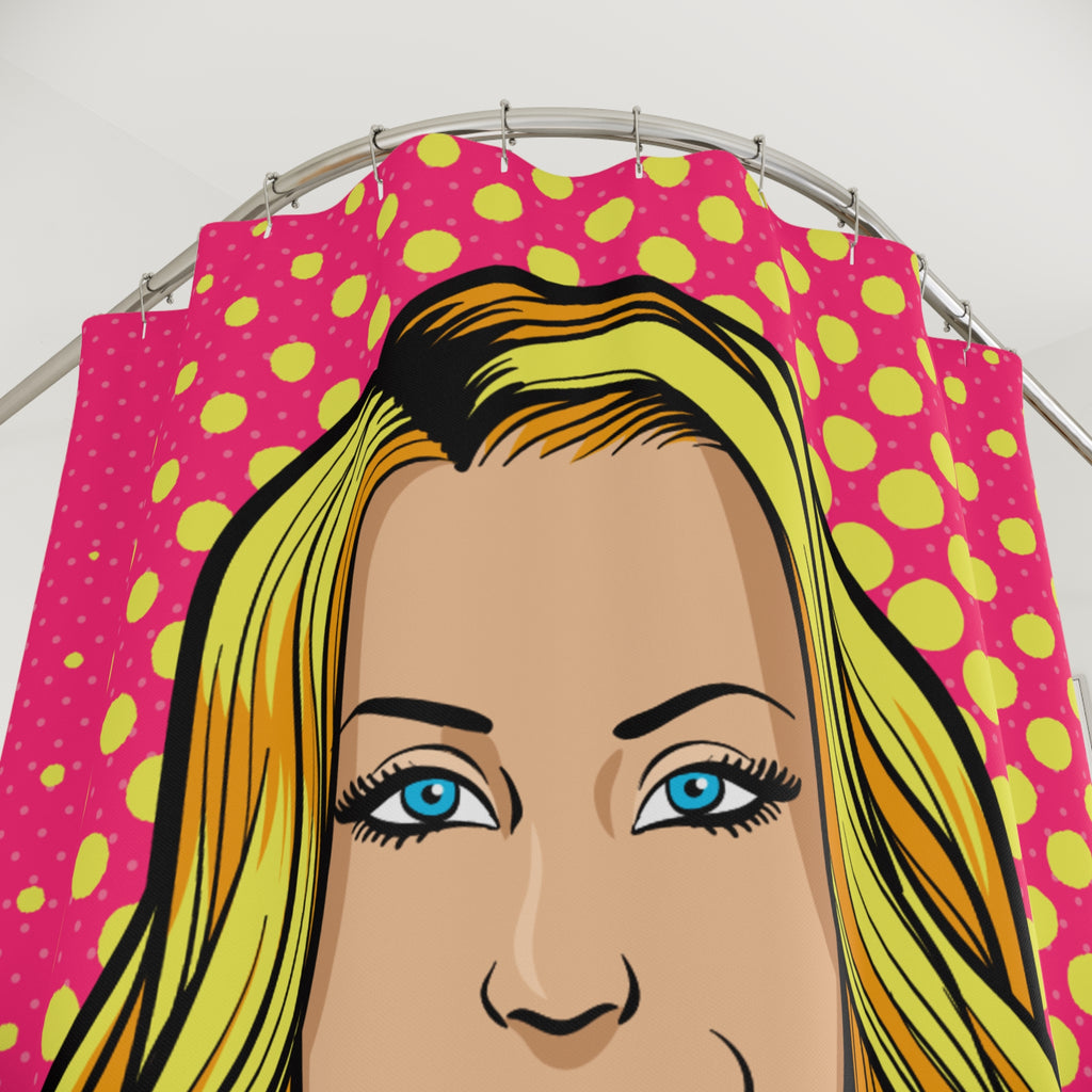 Pop Art Winking Woman with Teacup Shower Curtain Gift: Retro Glam for Chic Homes