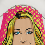 Pop Art Winking Woman with Teacup Shower Curtain Gift: Retro Glam for Chic Homes