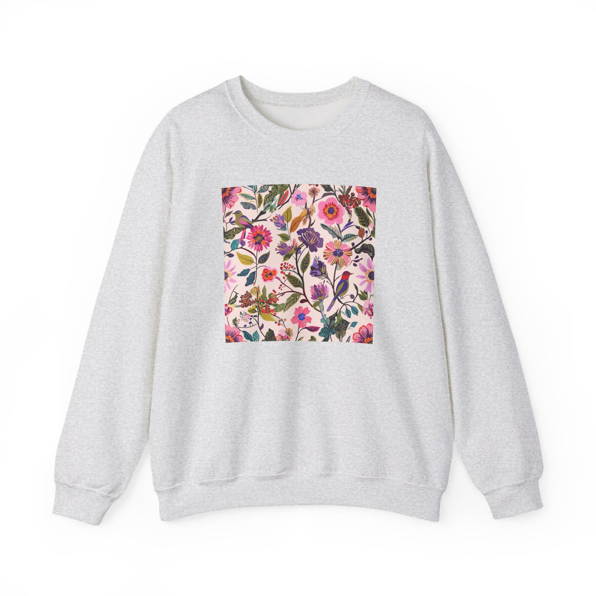 Blush Bird Garden DTG Printed for Cozy Blooms sweatshirt – original NewGiftDay design, view 2
