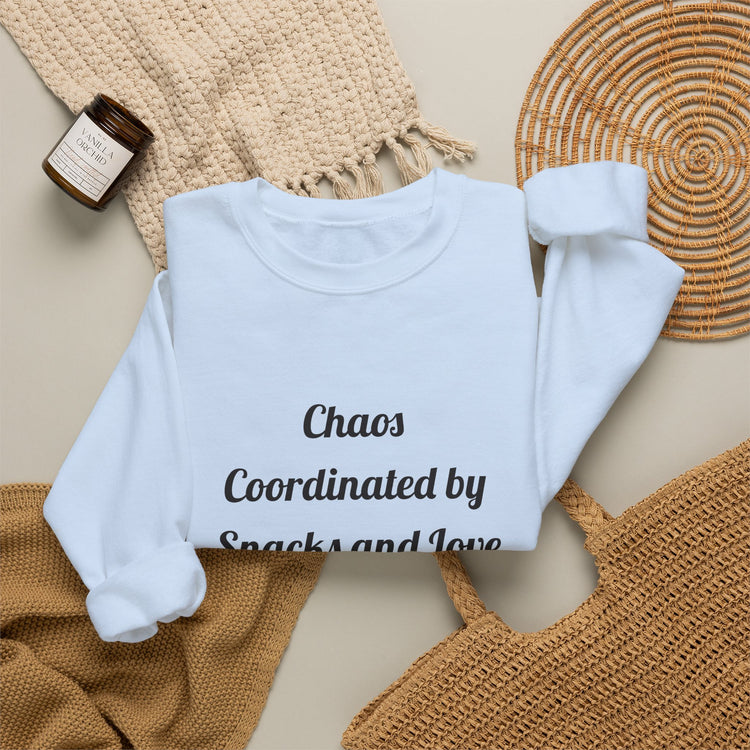 Chaos Coordinated by Snacks and Love DTG Printed for Family Time sweatshirt in light-blue – original NewGiftDay design