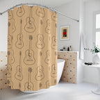 Acoustic Guitar Line Art Shower Curtain Gift: Rustic Harmony for Musician Homes