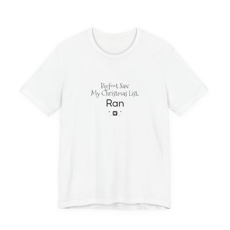 Bigfoot Christmas List T-shirt in white – original NewGiftDay design