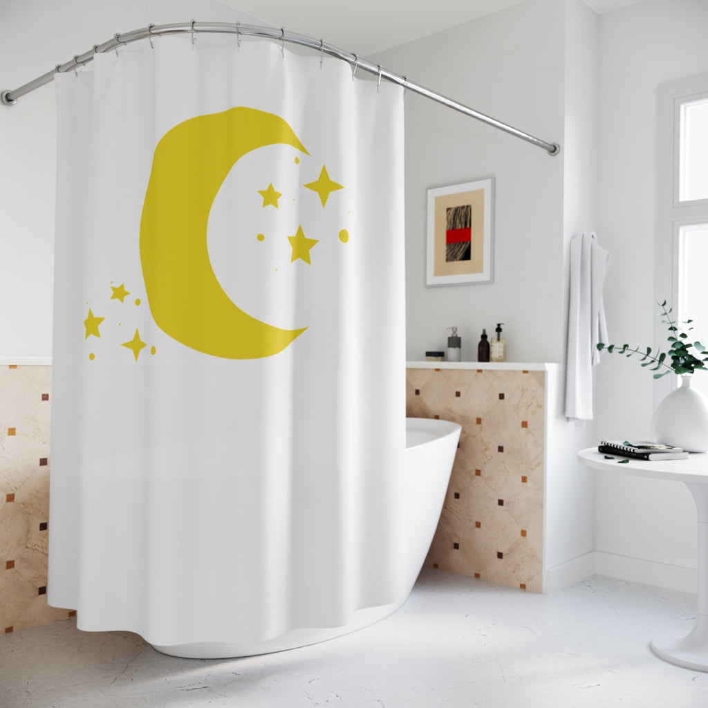 Golden Moon & Stars Shower Curtain Gift: Celestial Dreams for Peaceful Homes