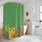 Quirky Cartoon Cat Peek Shower Curtain Gift: Playful Feline Art for Lively Homes