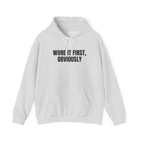 Wore It First Obviously DTG Printed for Cozy Trendy Gifting hoodie – original NewGiftDay design, view 2