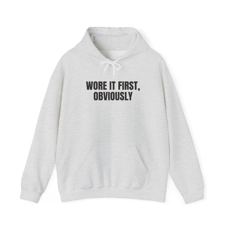 Wore It First Obviously DTG Printed for Cozy Trendy Gifting hoodie in ash – original NewGiftDay design