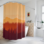 Minimalist Autumn Mountain Forest Shower Curtain Gift: Serene Fall for Tranquil Homes