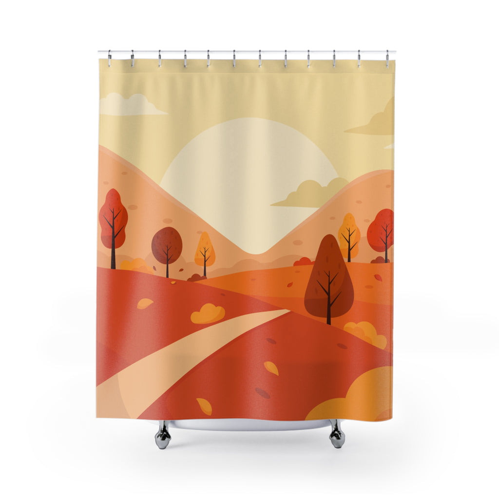 Scenic Autumn Hills Sunrise Shower Curtain Gift: Picturesque Fall for Serene Homes