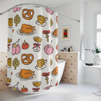 Oktoberfest & Autumn Feast Pattern Shower Curtain Gift: Festive Whimsy for Seasonal Celebrations