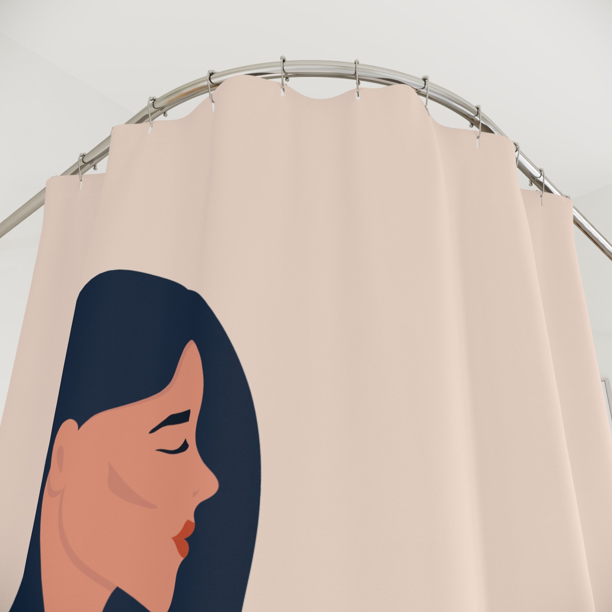 "Flowing Grace" Minimalist Woman Shower Curtain Gift: Serene Art for Contemplative Spaces