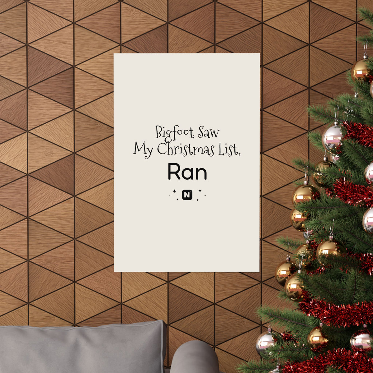 Bigfoot Christmas List Matte Verticals poster – original NewGiftDay design, view 4