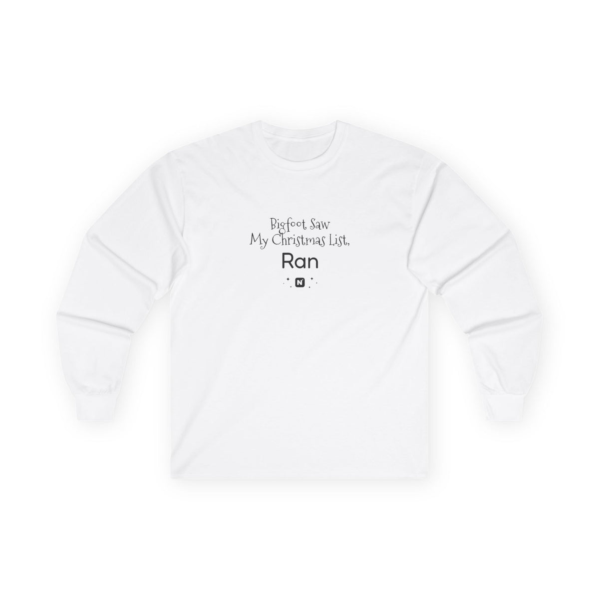 Bigfoot Christmas List long sleeve tee – original NewGiftDay design, view 7