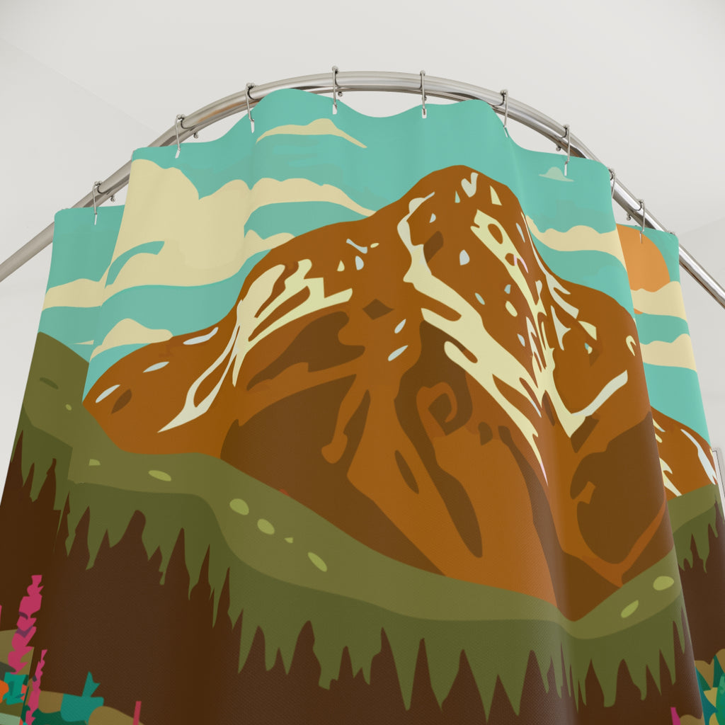 Vibrant Wildflower Mountain River Shower Curtain Gift: Serene Nature for Peaceful Homes