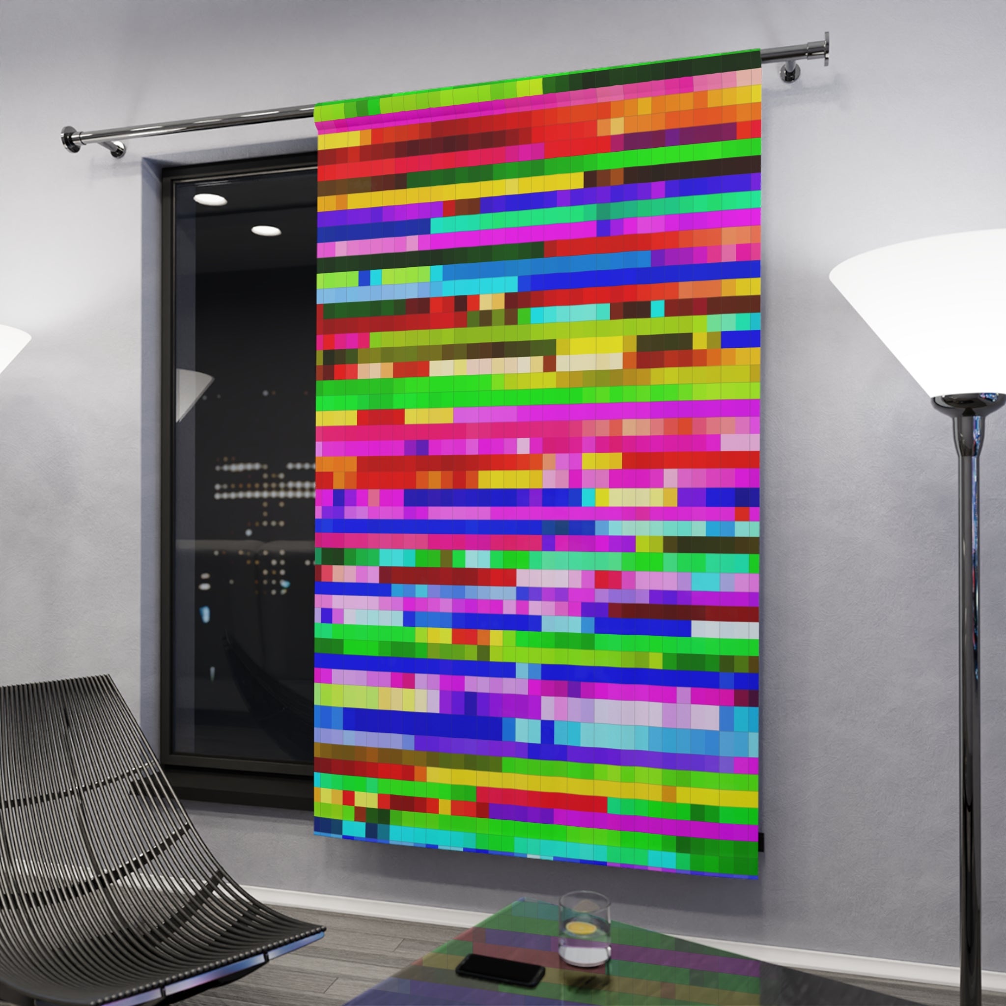 Vintage Television Pixels Blackout Window Curtain