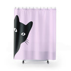 Peekaboo Black Cat Lavender Shower Curtain Gift: Playful Intrigue for Minimalist Homes
