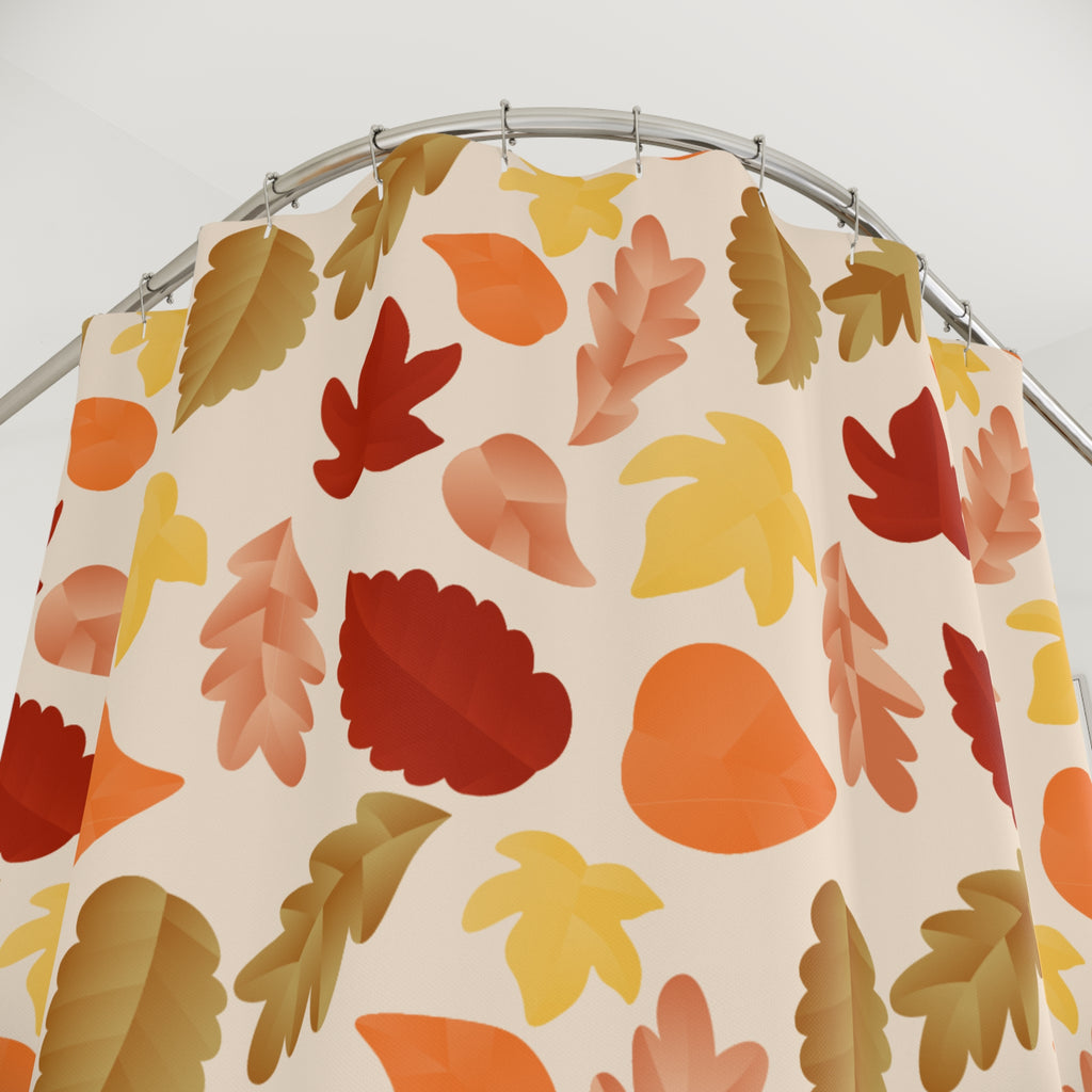 Warm Autumn Leaf Scatter Pattern Shower Curtain Gift: Natural Fall for Lively Homes