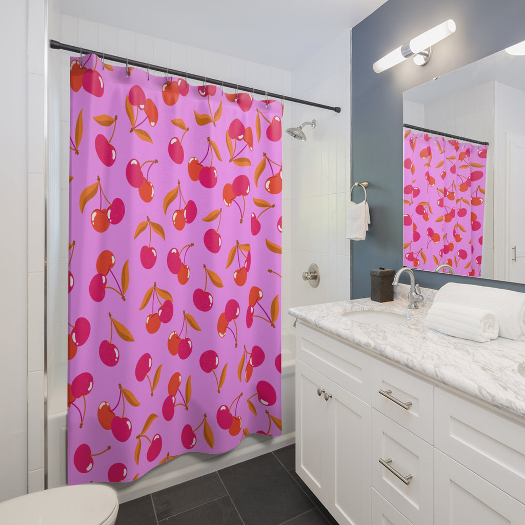 Retro Cherry Bomb Pattern Shower Curtain Gift: Pop Art Sweetness for Playful Homes