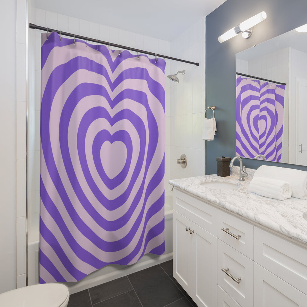 Psychedelic Wavy Heart Shower Curtain Gift: Groovy Love for Playful Homes