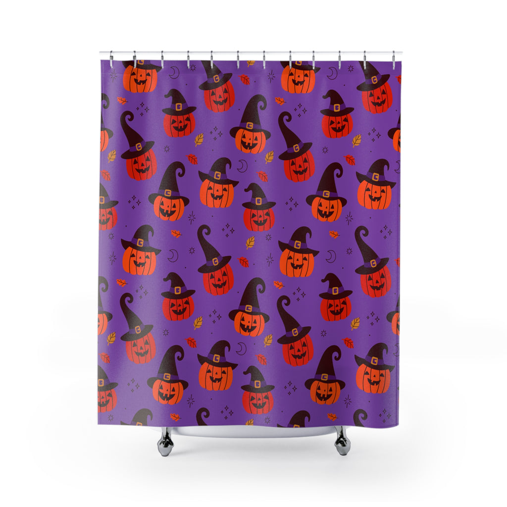 Witch Hat Jack-O'-Lantern Pattern Shower Curtain Gift: Playful Spooky for Festive Homes